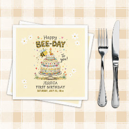 Bee Day First Birthday Party Paper Napkins Serviette