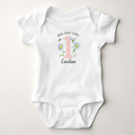 Bee-Day Girl Shirt/Bodysuit with Pink and Daisies Baby Strampler