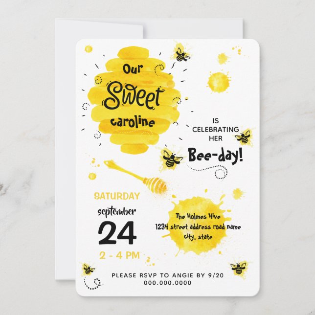BEE day Invitation télécharger Miel Abee jaune (Devant)