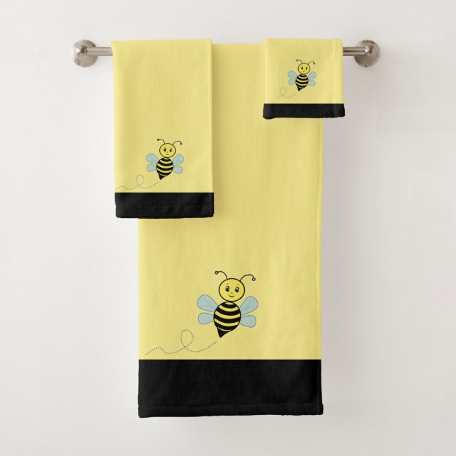 Bee de miel sur un ensemble de serviettes de bain  (En situation)