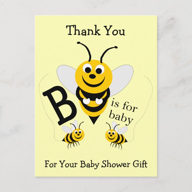 Bee Design Baby Dusche Vielen Dank Postkarte (Vorderseite)