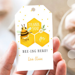 Bee Favor Tags Bee Birthday Beeing Here Vielen Dan Geschenkanhänger