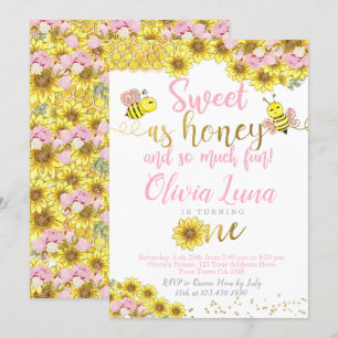 Bee First Birthday Einladung