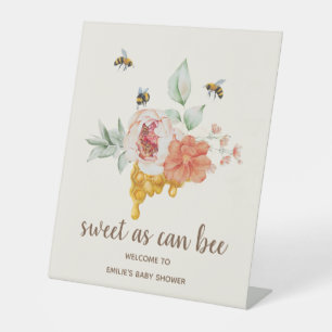 Bee Floral Honeycomb Baby Dusche Willkommen Sockelschild