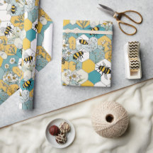 Bee Floral Honeycomb Muster mit Daisies
