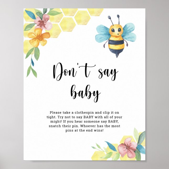 Bee floral - Sag kein Baby Poster (Vorne)