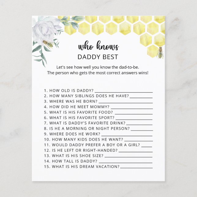 Bee floral Wer DADDY am besten kennt (Vorderseite)