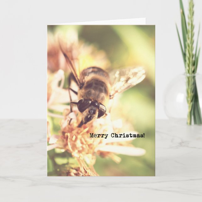 Bee Frohe Weihnachten Vintag Look Foto (Vorderseite)