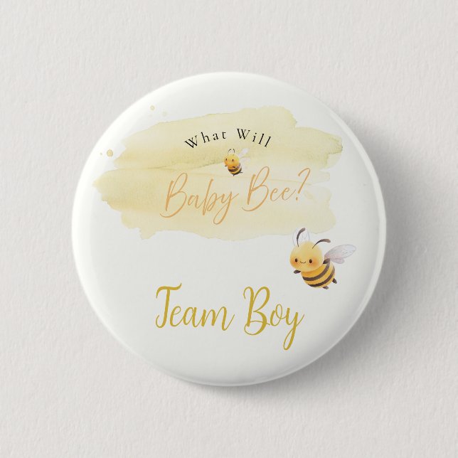 Bee Gender Reveal Button Team Boy (Vorderseite)