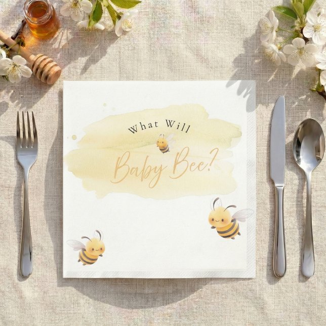 Bee Gender Reveal Napkins What Will Baby Bee Serviette (What will baby bee napkin)