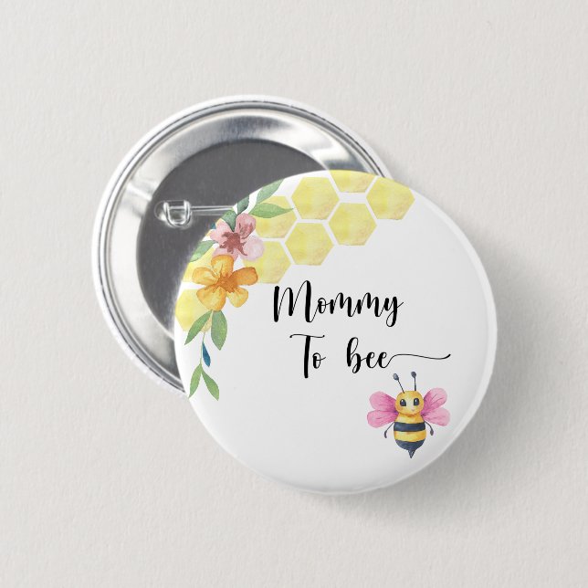 Bee girl baby shower. Mommy to bee Button (Vorne & Hinten)