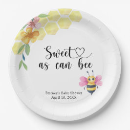 Bee girl baby shower - sweet as can bee pappteller