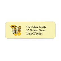 Bee Gnome Sunflower Retourner l'adresse Étiquettes