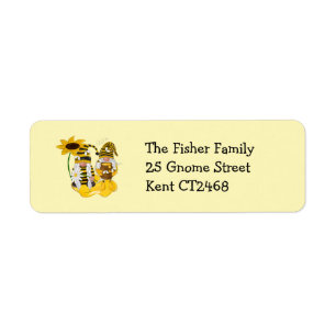 Bee Gnome Sunflower Retourner l'adresse Étiquettes