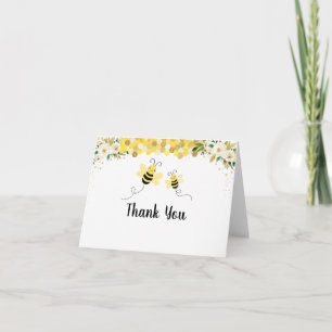 Bee Gold Floral Baby Dusche Vielen Dank Dankeskarte