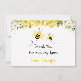 Bee Gold Floral Baby Dusche Vielen Dank Dankeskarte