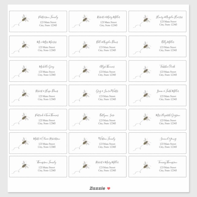 Bee Guest Address Envelope Aufkleber (Blatt)
