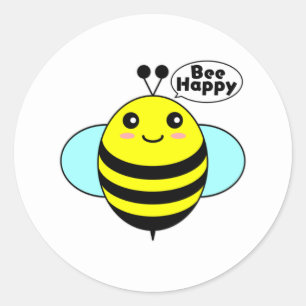 Bee Happy 3 Runder Aufkleber