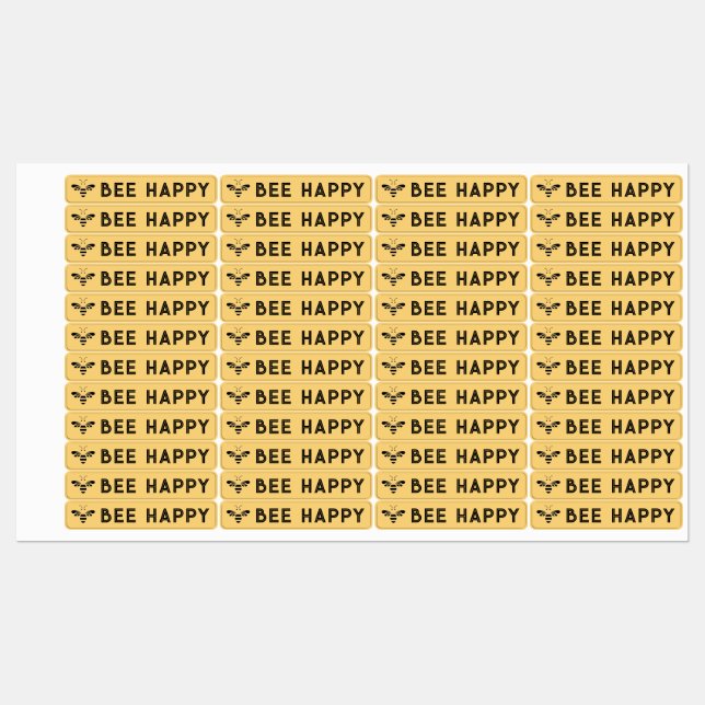 BEE HAPPY 96 Waterproof Tamper-offenes Honey-Siege Etiketten (Blatt)