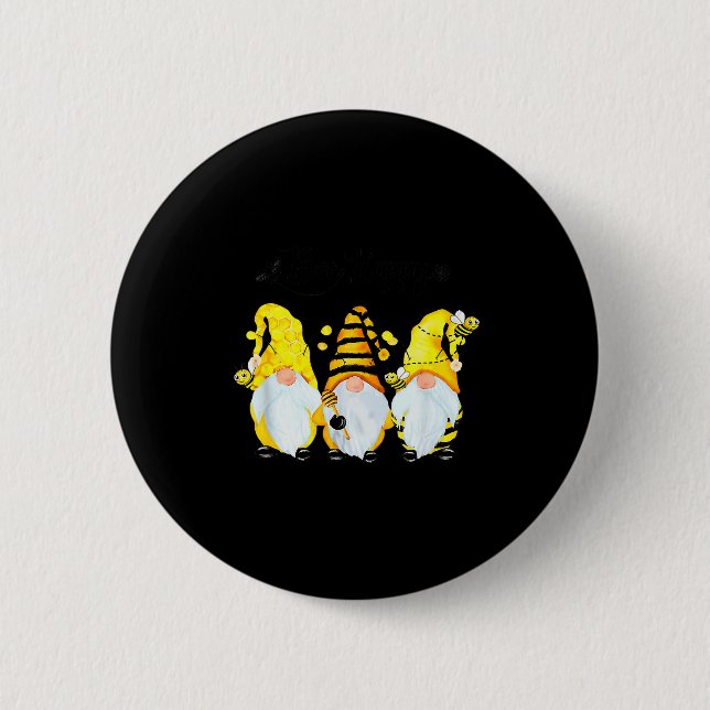 Bee Happy Bee Gnome Spring  Button (Vorderseite)