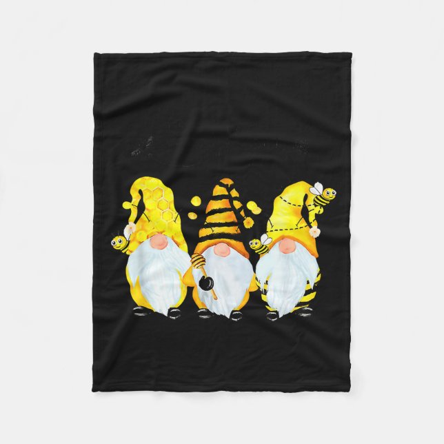 Bee Happy Bee Gnome Spring  Fleecedecke (Vorderseite)