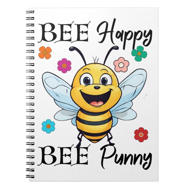 Bee Happy Bee Punny Notizblock (Vorderseite)