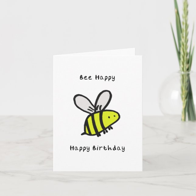 Bee Happy Birthday Card Karte (Vorderseite)