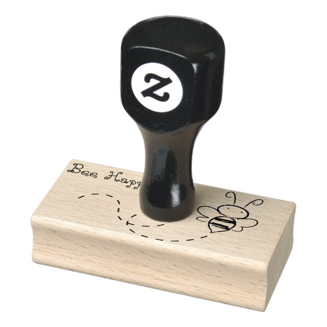 Bee Happy Black Ink Individuelle Name Gummistempel (Stempel)