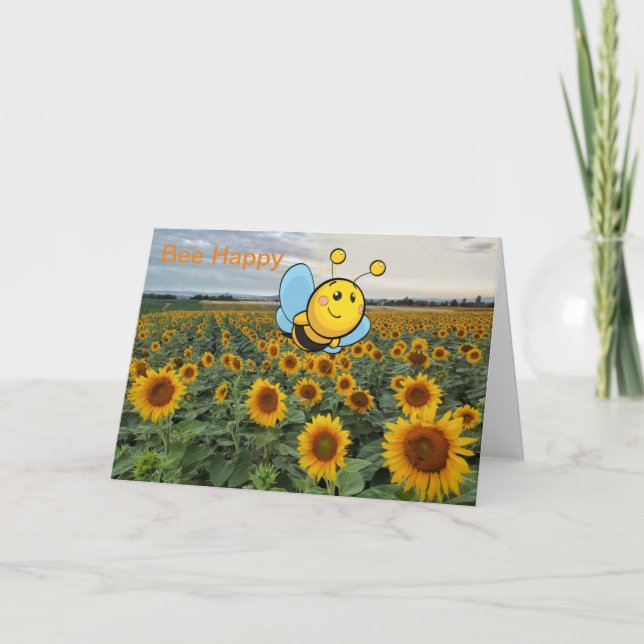 Bee Happy. Blindkarte Dankeskarte (Vorderseite)