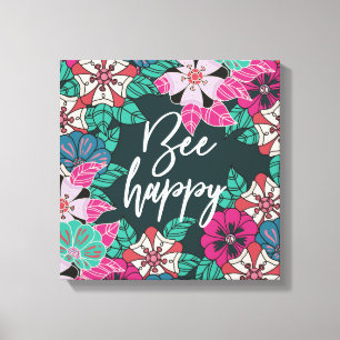 Bee Happy Blossoms Blumenkunst Leinwanddruck