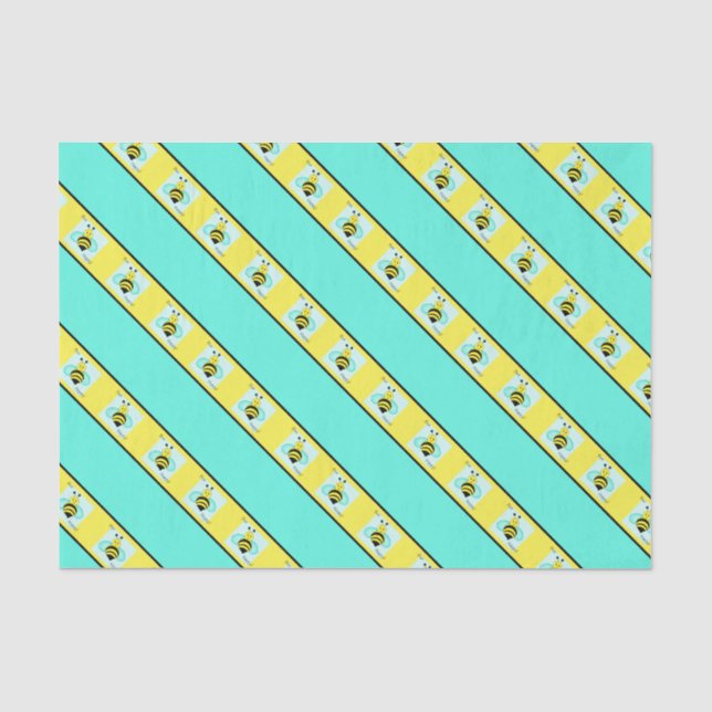 "Bee Happy" Blue Banded Seidenpapier (Vorderseite)