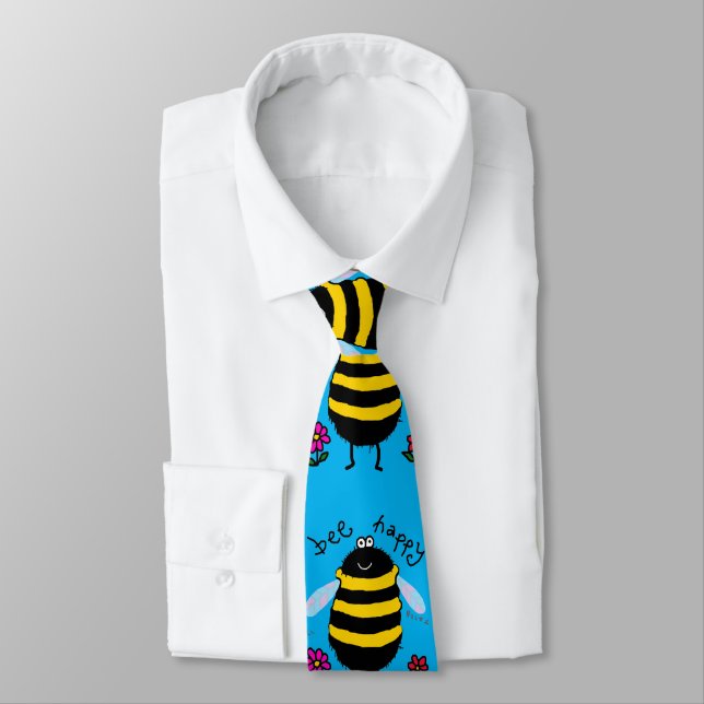 Bee Happy Cartoon Bee Krawatte (Gebunden)