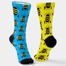 Bee Happy Cartoon Bee Socks