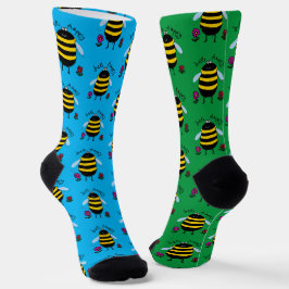 Bee Happy Cartoon Bee Socks Socken