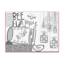 Bee Happy Coloring Postcard