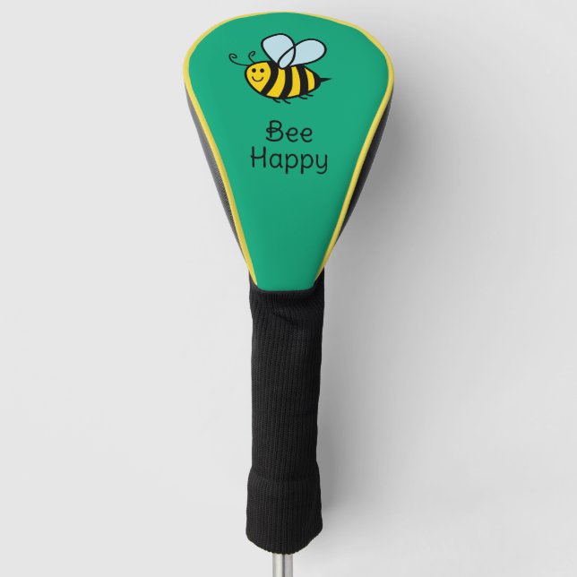 Bee Happy Custom Golf Driver Kopfabdeckung Headcover (Vorderseite)