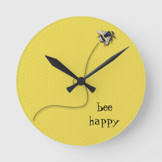 Bee Happy Fun Yellow Bee Horloge murale