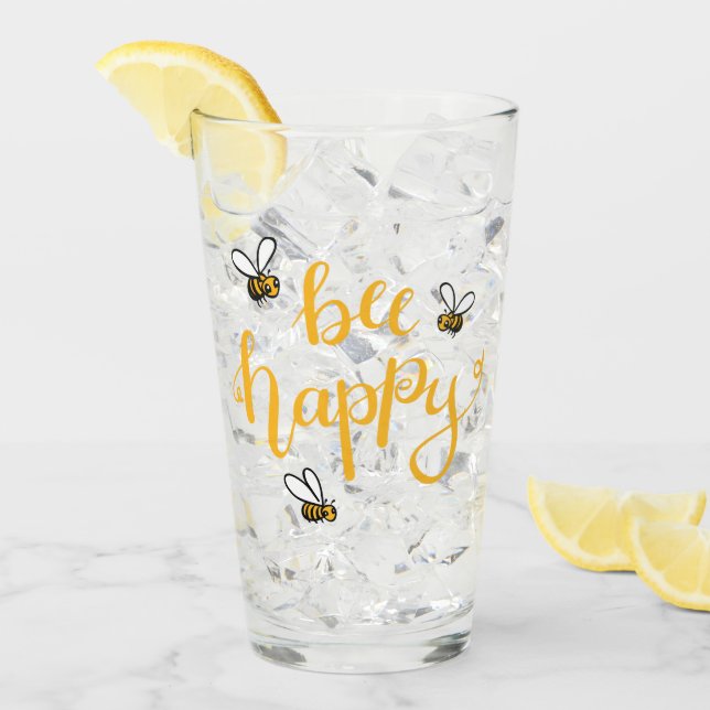 Bee happy glas (Vorderseite Ice)