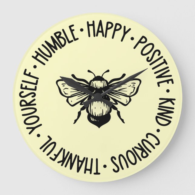 Bee Happy Große Wanduhr (Vorderseite)