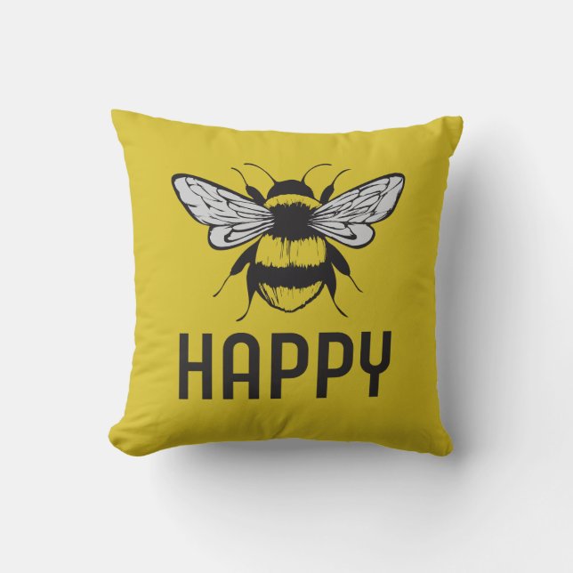 Bee Happy Kissen (Vorderseite)