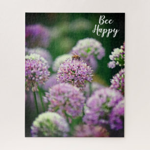 Bee Happy Motivierend Lila Allium Blume