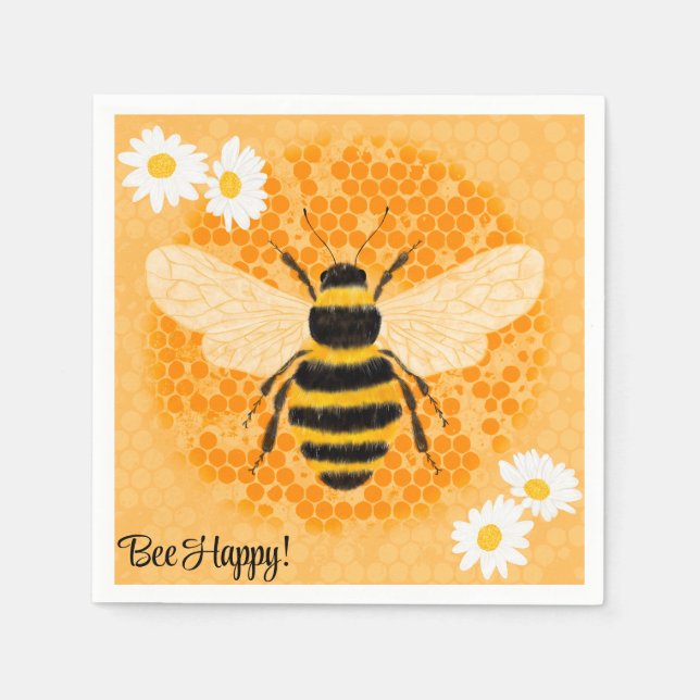 Bee Happy Napkins Serviette (Vorderseite)