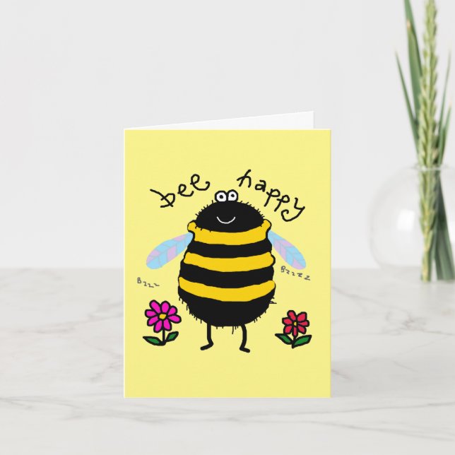 Bee Happy Niedlich Personalisiert Card Karte (Vorderseite)