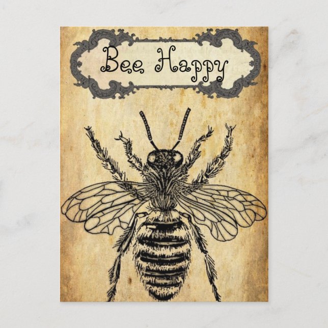 Bee Happy Personalisiert Postcard Postkarte (Vorderseite)