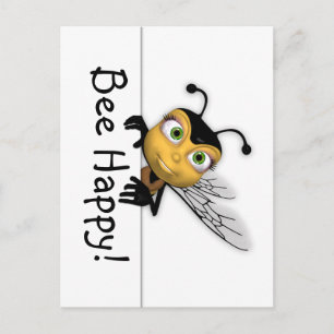 Bee Happy Post Card - Honey Bee Postcard Postkarte