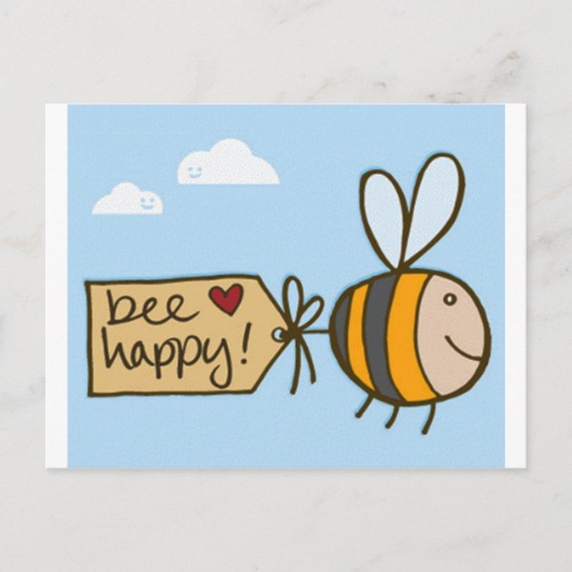 Bee Happy Postkarte (Vorderseite)