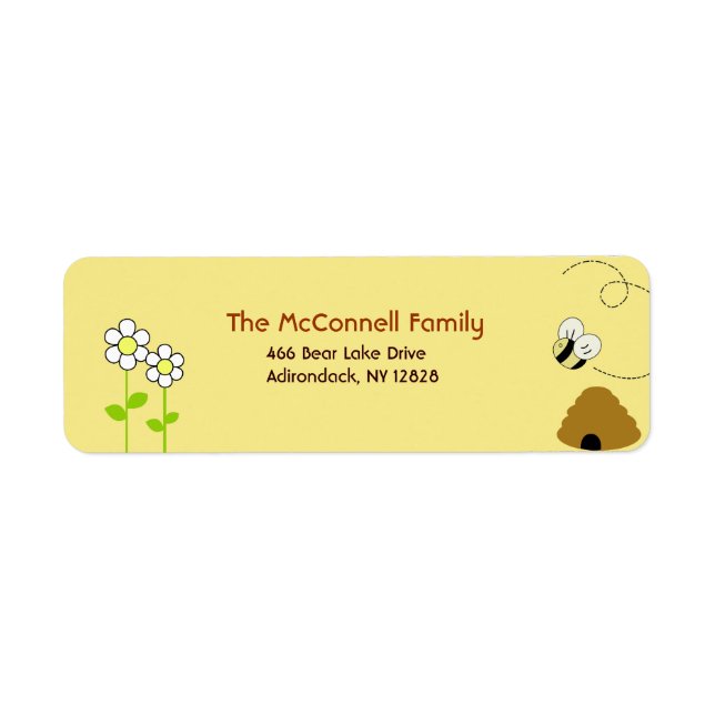 Bee Happy PRINTABLE ADRESSE ETIKETTIEREN (Vorne)