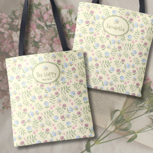 Bee Happy Read More Floraler Buchliebhaber  Tasche