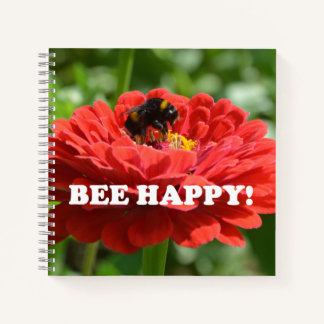 Bee Happy Red Blume Notizbuch