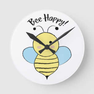 Bee Happy Runde Wanduhr